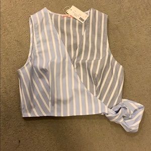 Blue and white striped tank